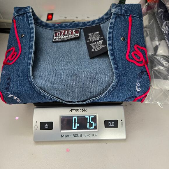 Vintage Ozark Embroidered Denim Vest Size MD 90s Western Grandma Cottage - Picture 7 of 7